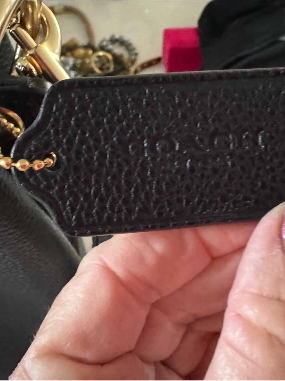 Coach Black Pebble Leather Shoulder Bag with Gold Turnlock - Picture 3 of 4
